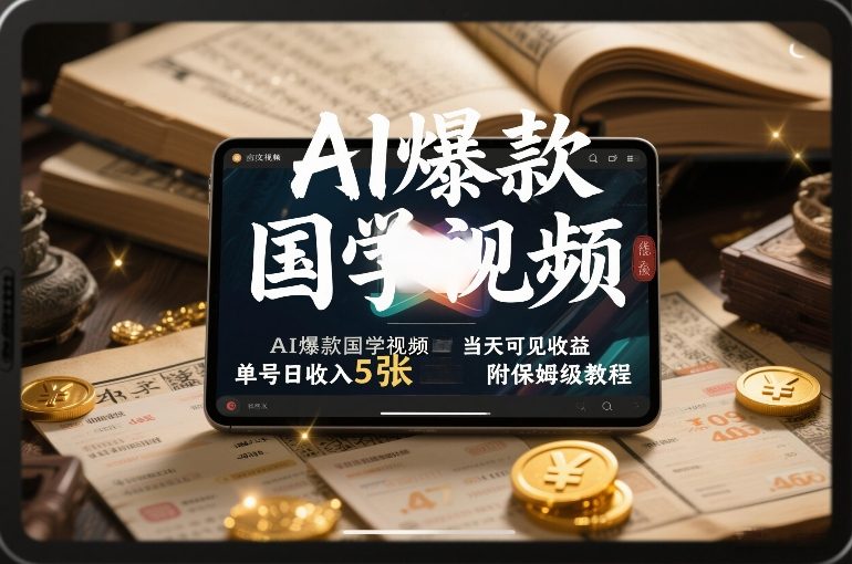 AI爆款国学视频，独家起号方法，小白直接上手，当天可见收益，单号日收入5张+附保姆级教程-百货大全