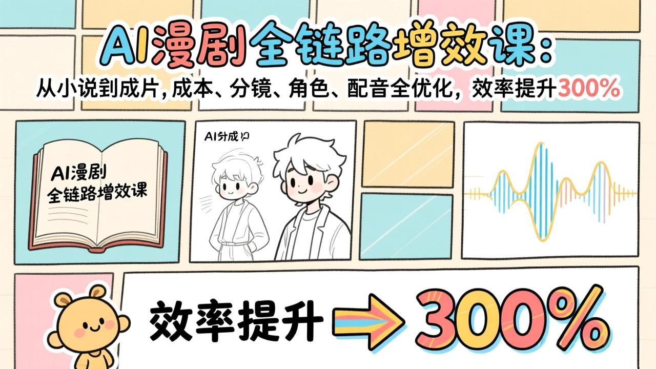 AI漫剧全链路增效课：从小说到成片，成本、分镜、角色、配音全优化，效率提升300%-百货大全