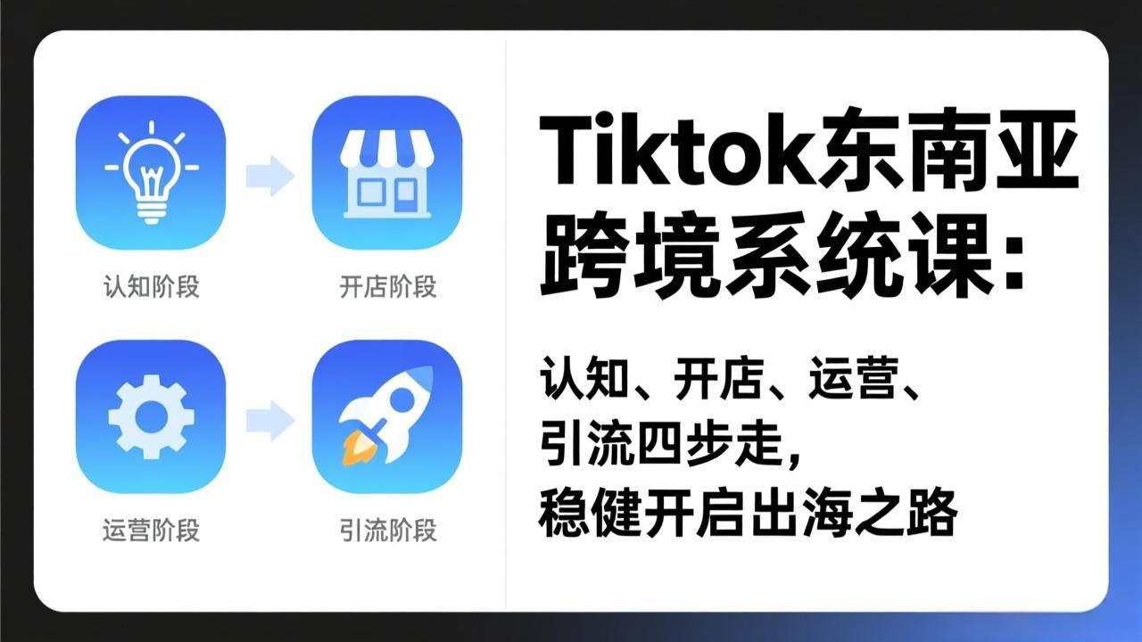 TikTok东南亚跨境系统课：认知、开店、运营、引流四步走，稳健开启出海之路-百货大全