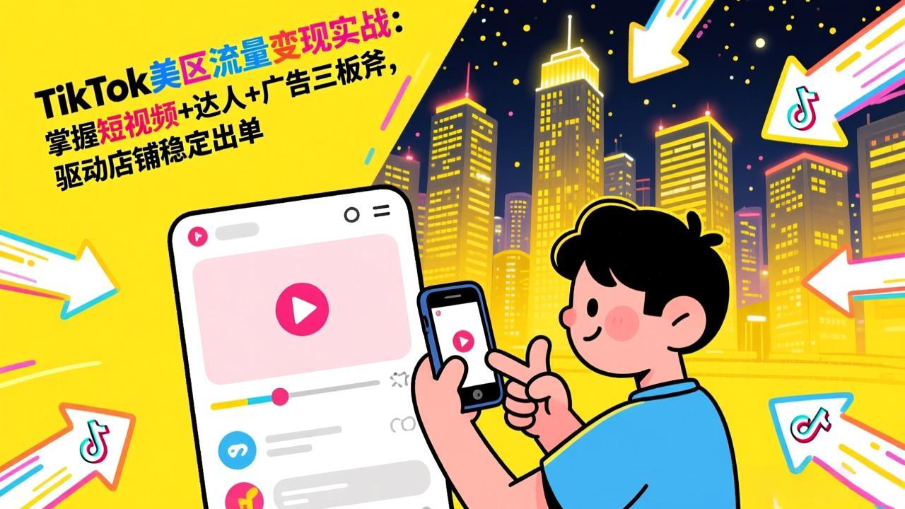 TikTok美区流量变现实战：掌握短视频+达人+广告三板斧，驱动店铺稳定出单-百货大全