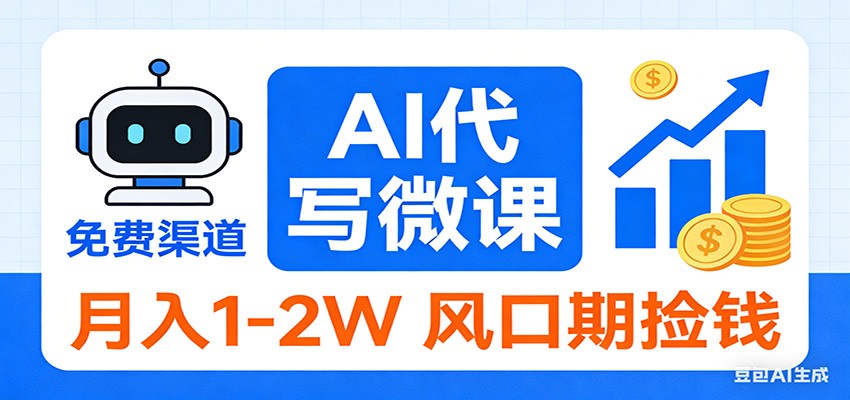 2026告别打工！AI 代写微课，提供免费渠道，月入 1-2W 风口期捡钱-百货大全