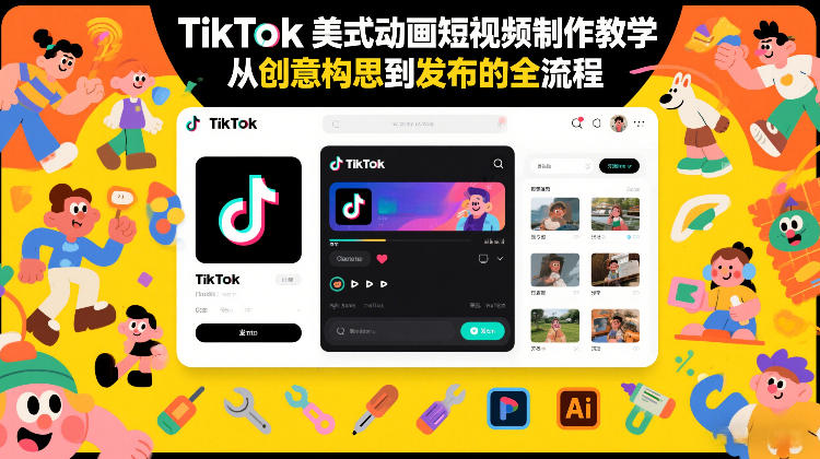 TikTok美式动画短视频制作教学，从创意构思到发布的全流程-百货大全