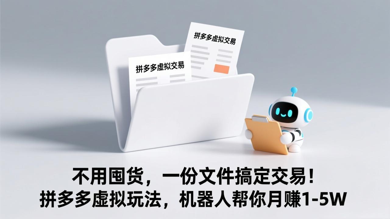 不用囤货，一份文件搞定交易！拼多多虚拟玩法，机器人帮你月赚 1-5W-百货大全