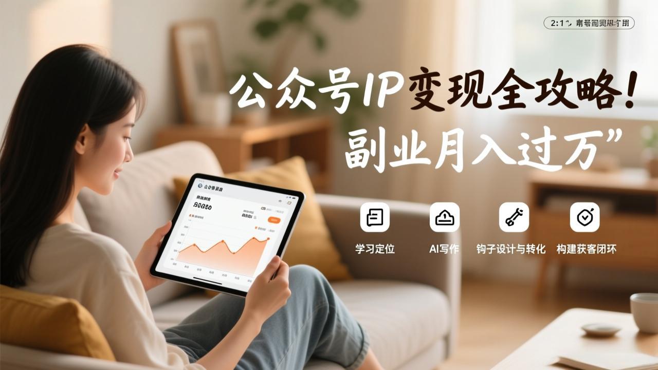 公众号IP变现全攻略，学习定位、AI写作、钩子设计与转化，构建获客闭环，副业月入过万-百货大全