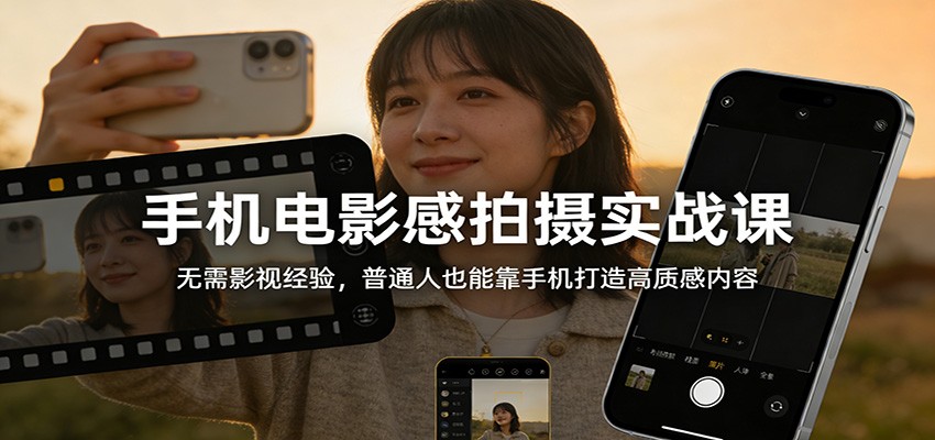 手机电影感拍摄实战课：无需影视经验，普通人也能靠手机打造高质感内容-百货大全