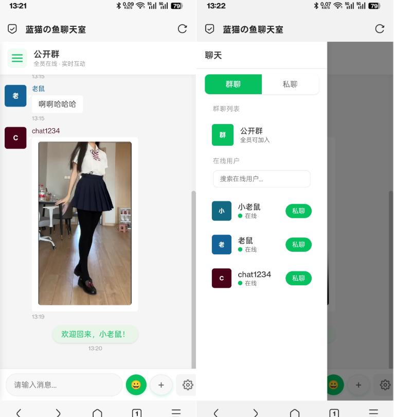 PHP实时消息聊天室源码 聊天APP源码 H5网页聊天室 PHP+WebSocket-百货大全