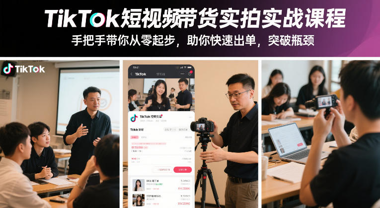 TikTok短视频带货实拍实战课程，手把手带你从零起步，助你快速出单，突破瓶颈-百货大全