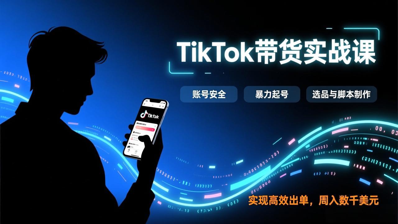 TikTok带货实战课，涵盖账号安全、暴力起号、选品与脚本制作，实现高效出单，周入数千美元-百货大全