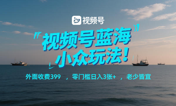 视频号蓝海小众玩法！外面收费399，零门槛日入3张+，老少皆宜-百货大全