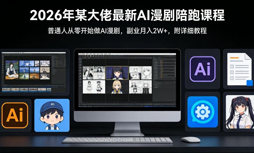 26年某大佬最新Ai漫剧陪跑课程，普通人从零开始做AI漫剧，副业月入2W+-百货大全