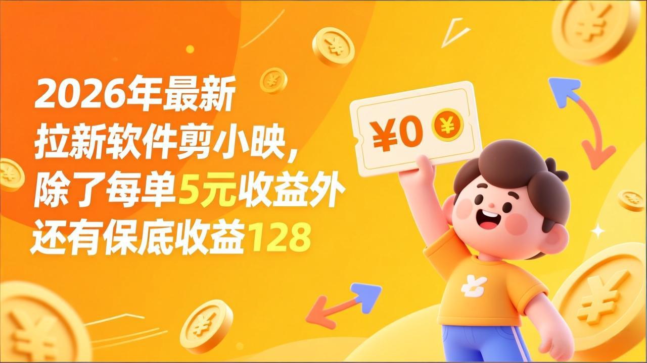 最新拉新软件剪小映，除了每单5元收益外还有保底收益128-百货大全