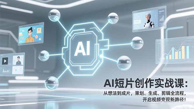 AI短片创作实战课：从想法到成片，策划、生成、剪辑全流程，开启视频变现新路径！-百货大全