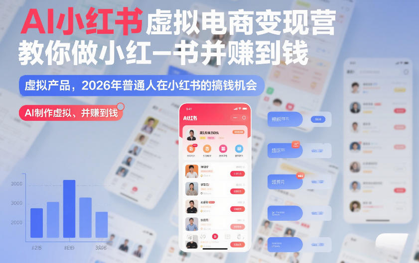 AI小红书虚拟电商变现营，教你做小红书并賺到钱，虚拟产品，2026年普通人在小红书的搞钱机会(完结)-百货大全