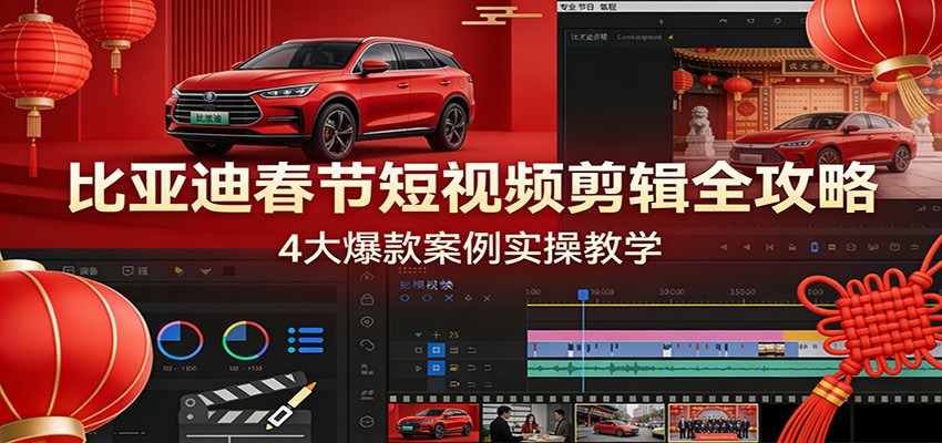 比亚迪春节短视频剪辑全攻略，4大爆款案例实操教学-百货大全