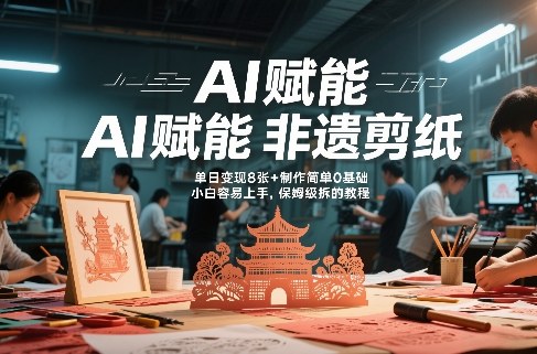 AI赋能非遗剪纸，地标性建筑爆款视频，单日变现8张+制作简单0基础，小白容易上手，保姆级拆解教程-百货大全