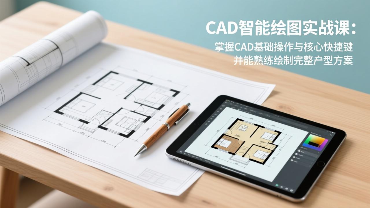 CAD智能绘图实战课：掌握CAD基础操作与核心快捷键，并能熟练绘制完整户型方案-百货大全