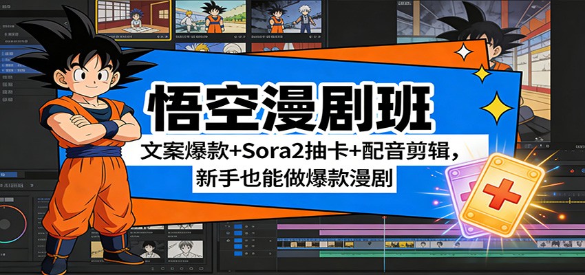 悟空漫剧班：文案爆款+Sora2抽卡+配音剪辑，新手也能做爆款漫剧-百货大全