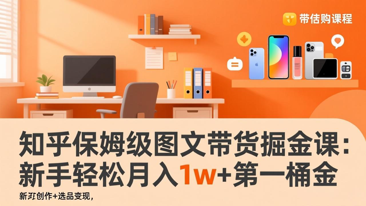 知乎保姆级图文带货掘金课：账号打造+爆文创作+选品变现，新手轻松月入1w+第一桶金-百货大全