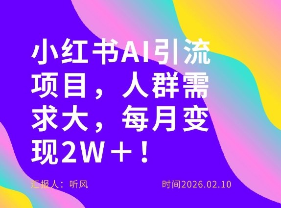 她通过这个AI项目每月做到2W＋的收入，最新小红书AI项目，人群需求大！-百货大全
