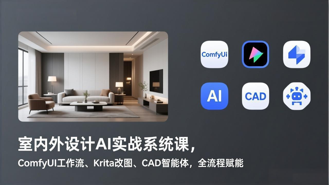 室内外设计AI实战系统课，ComfyUI工作流、Krita改图、CAD智能体，全流程赋能-百货大全