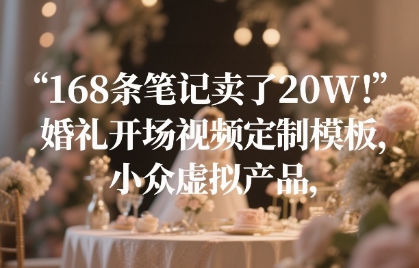 168条笔记卖了20W！婚礼开场视频定制模板，小众虚拟产品-百货大全