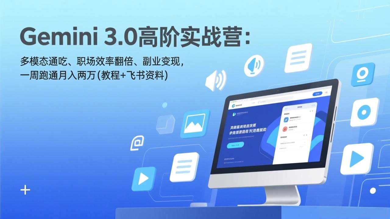 Gemini 3.0高阶实战营：多模态通吃、职场效率翻倍、副业变现，一周跑通月入两万(教程+飞书资料-百货大全