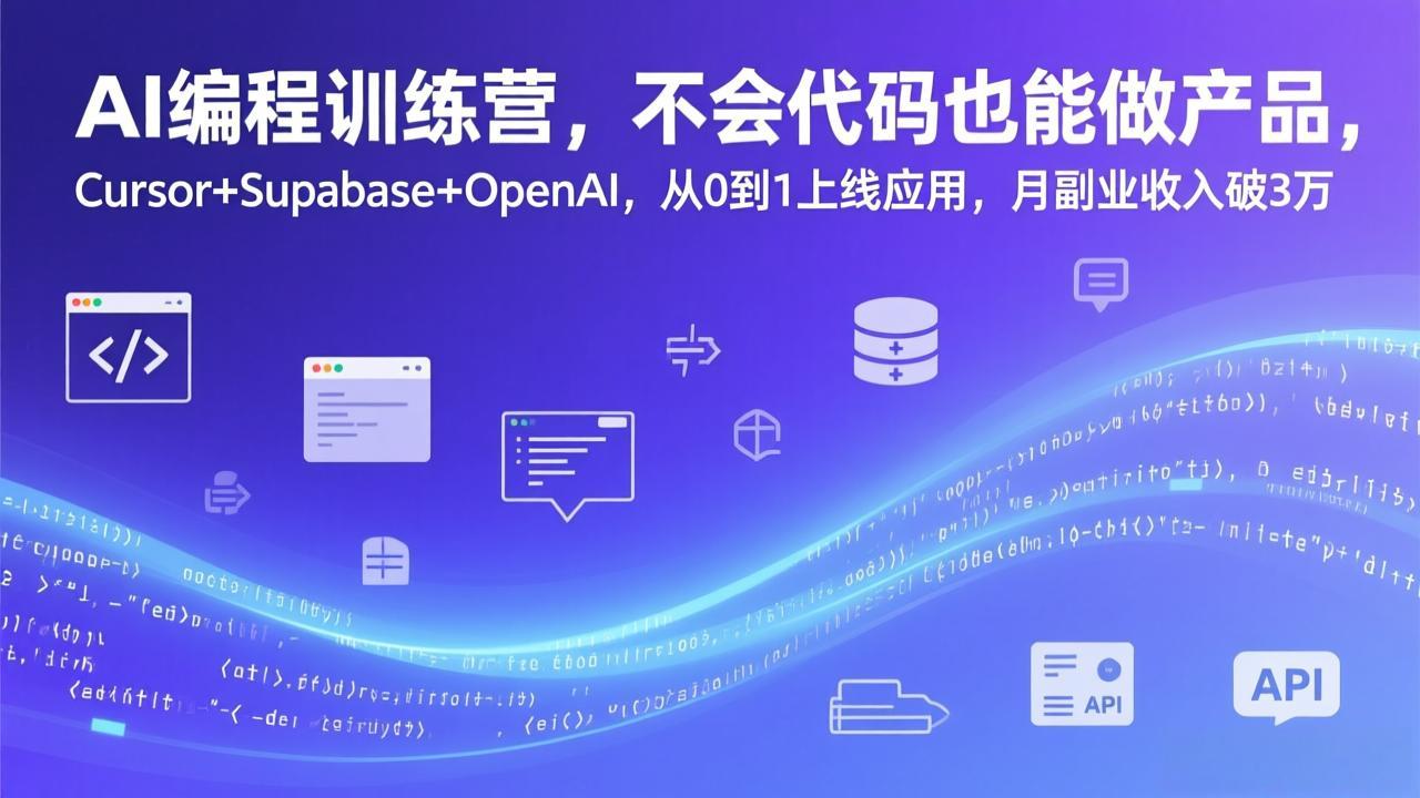 AI编程训练营，不会代码也能做产品，Cursor+Supabase+OpenAI，从0到1上线应用，月副业收入破3万-百货大全