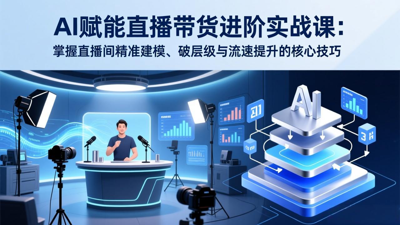 AI赋能直播带货进阶实战课：掌握直播间精准建模、破层级与流速提升的核心技巧-百货大全