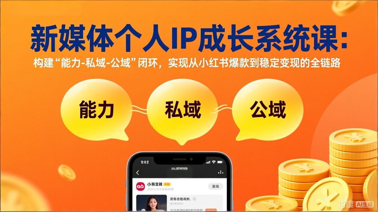 新媒体个人IP成长系统课-更新：构建“能力-私域-公域”闭环，实现从小红书爆款到稳定变现-百货大全