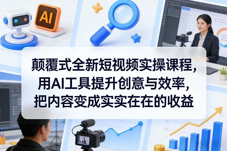 颠覆式全新短视频实操课程，用AI工具提升创意与效率，把内容变成实实在在的收益-百货大全