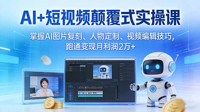 AI+短视频颠覆式实操课：掌握AI图片复刻、人物定制、视频编辑技巧，跑通变现月利润2万+-百货大全