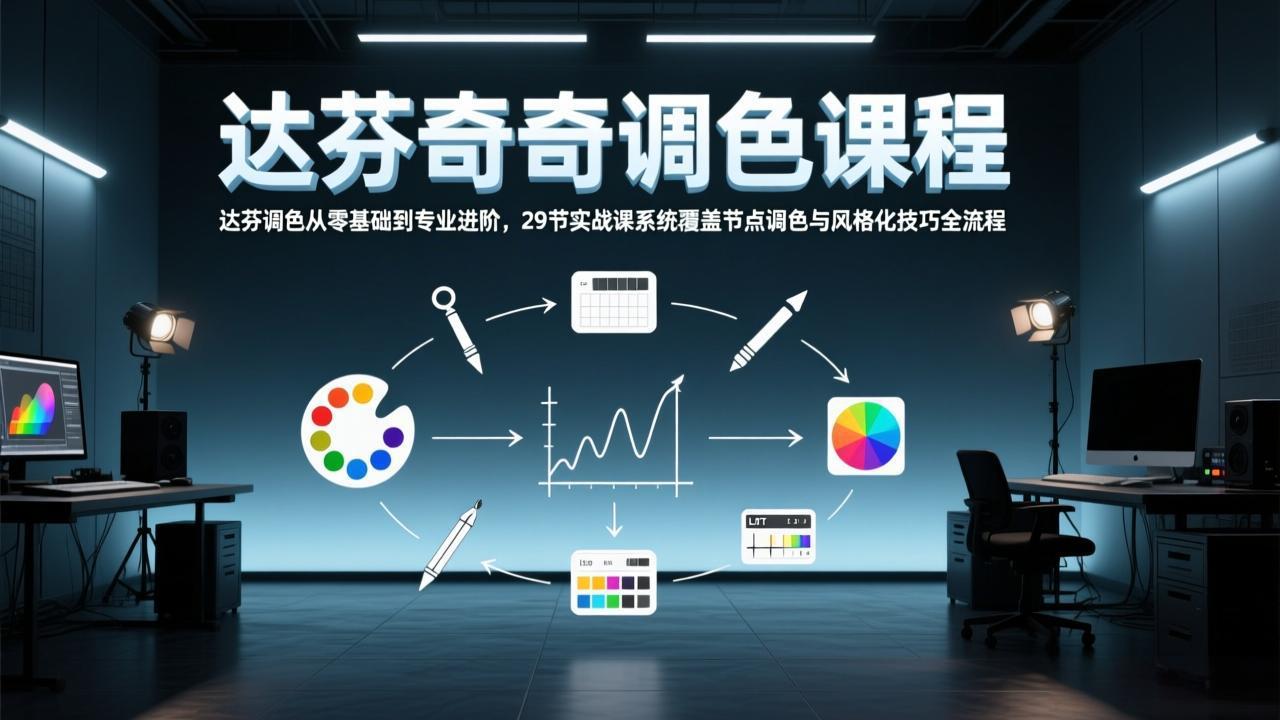 达芬奇调色从零基础到专业进阶，29节实战课系统覆盖节点调色与风格化技巧全流程-百货大全