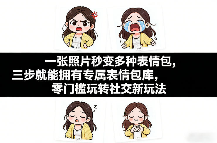 一张照片秒变多种表情包，三步就能拥有专属表情包库，零门槛玩转社交新玩法【文档】-百货大全