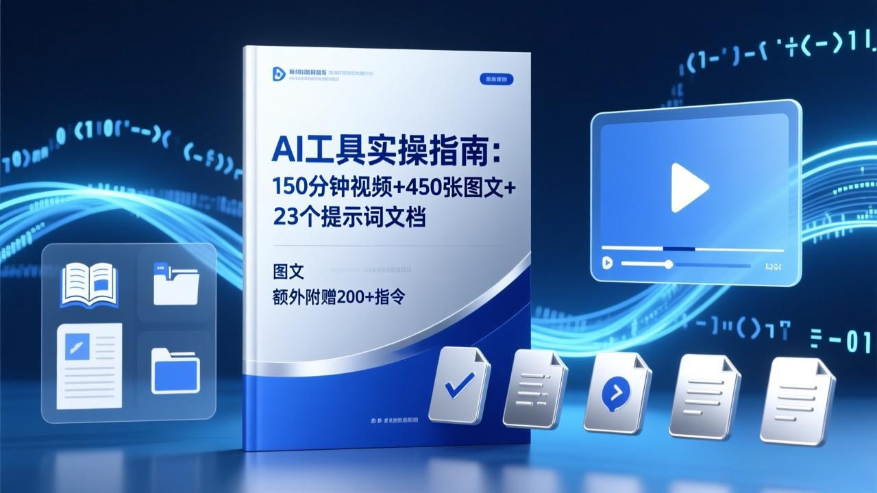 AI工具实操指南：150分钟视频+450张图文+23个提示词文档，额外附赠200+指令-百货大全