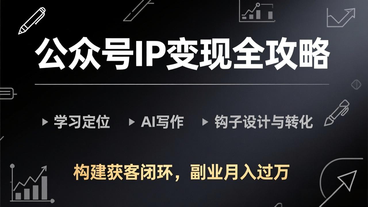 公众号IP变现全攻略-更新，学习定位、AI写作、钩子设计与转化，构建获客闭环，副业月入过万-百货大全