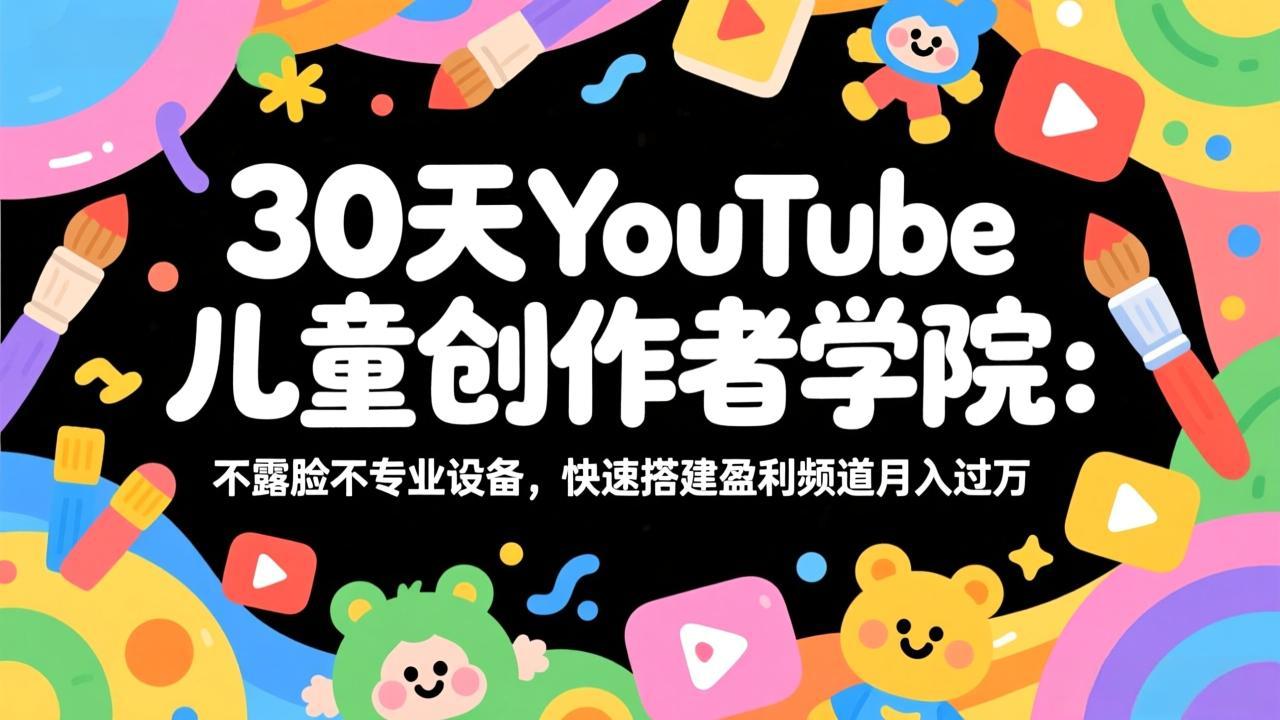 30天YouTube儿童创作者学院：不露脸不专业设备，快速搭建盈利频道月入过万-百货大全