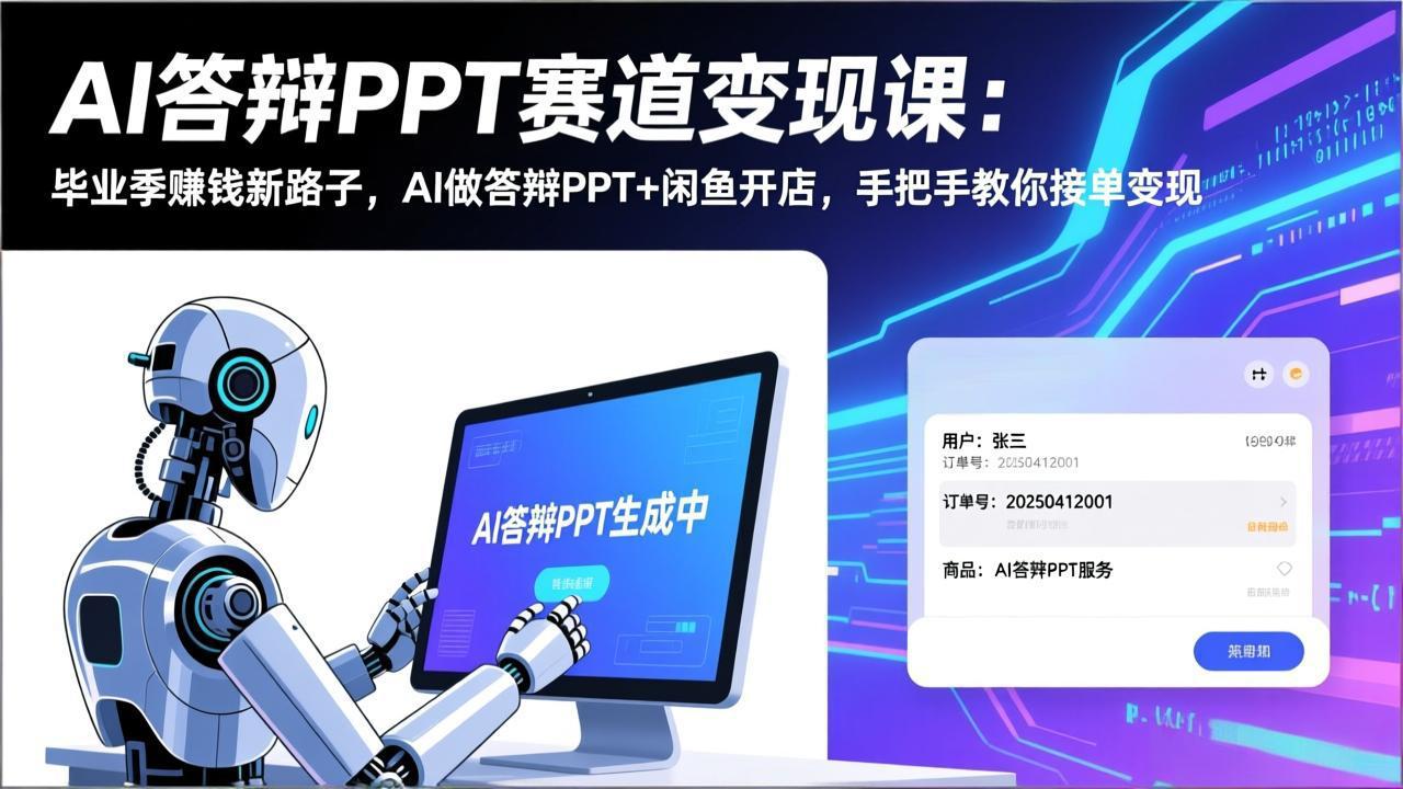 AI答辩PPT赛道变现课：毕业季赚钱新路子，AI做答辩PPT+闲鱼开店，手把手教你接单变现-百货大全