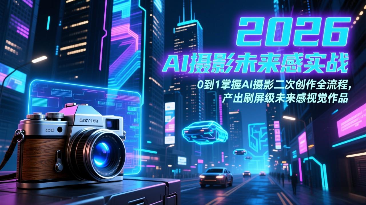 2026 AI摄影未来感实战：0到1掌握AI摄影二次创作全流程，产出刷屏级未来感视觉作品-百货大全