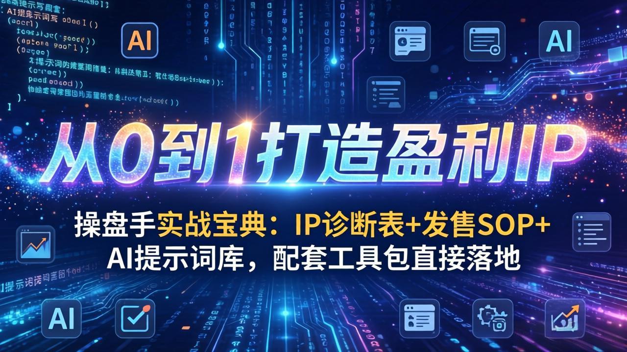 操盘手实战宝典：IP诊断表+发售SOP+AI提示词库，配套工具包直接落地，从0到1打造盈利IP-百货大全