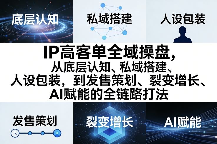 IP高客单全域操盘，从底层认知、私域搭建、人设包装，到发售策划、裂变增长、AI赋能的全链路打法-百货大全
