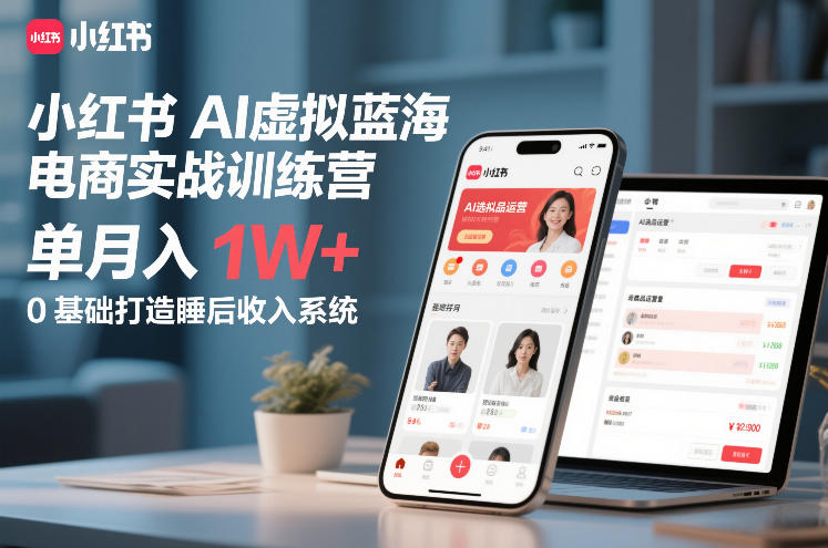 小红书AI虚拟蓝海电商实战训练营，单月入1W+，0基础打造睡后收入系统(更新)-百货大全
