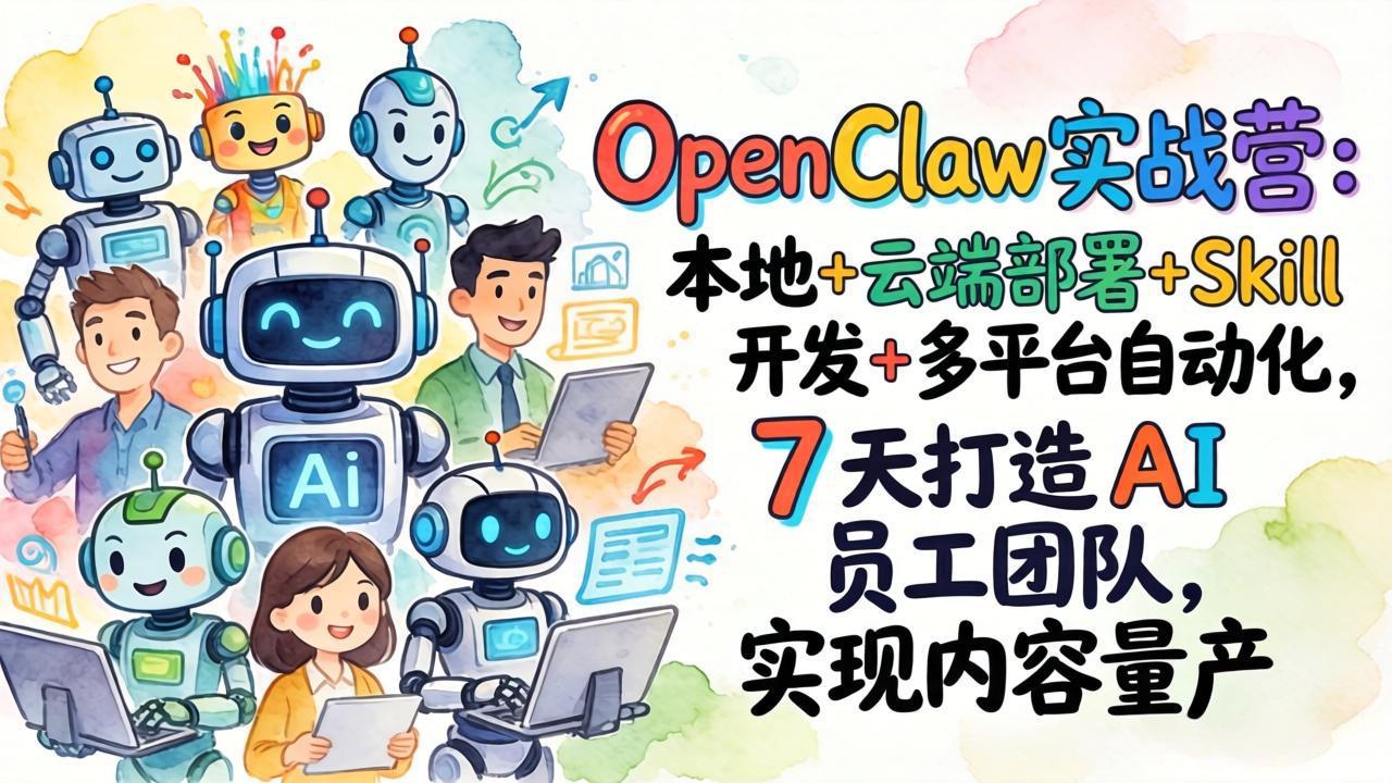 OpenClaw实战营：本地+云端部署+Skill开发+多平台自动化，7 天打造 AI 员工团队，实现内容量产-百货大全