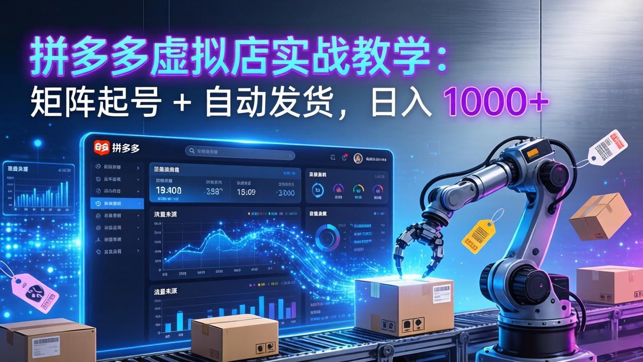 拼多多虚拟店实战教学：矩阵起号 + 自动发货，日入 1000+-百货大全