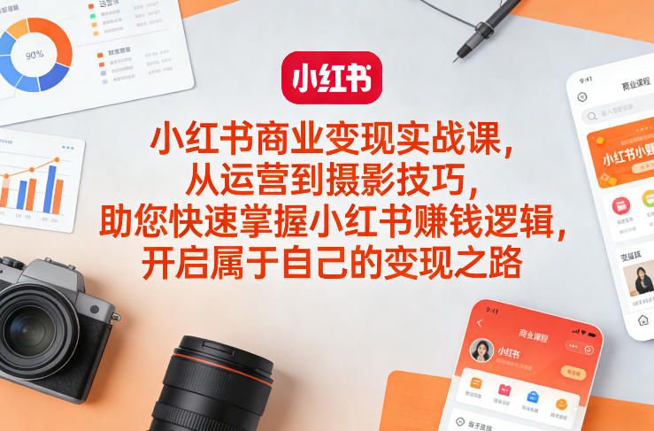 小红书商业变现实战课，从运营到摄影技巧，助您快速掌握小红书賺钱逻辑，开启属于自己的变现之路-百货大全