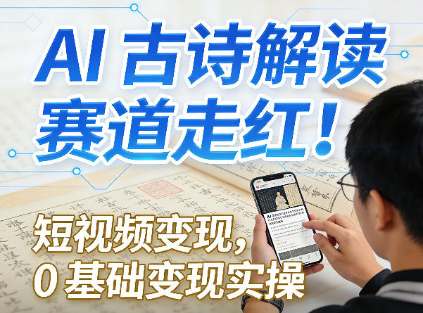 AI古诗解读赛道走红！短视频变现，0基础变现实操-百货大全