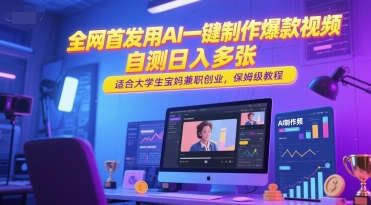全网首发用AI一键制作爆款视频，自测日入多张，适合大学生宝妈兼职创业，保姆级教程-百货大全