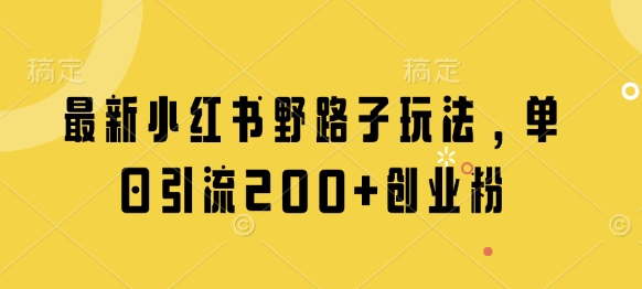 最新小红书野路子玩法，单日引流200+创业粉-百货大全