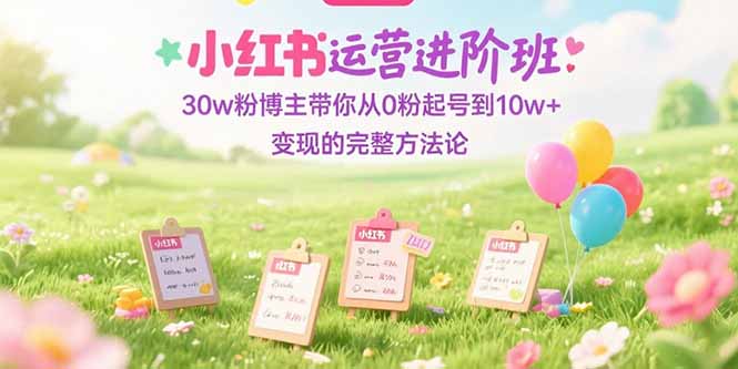 小红书运营进阶班：30w粉博主带你从0粉起号到10w+变现的完整方法论-百货大全