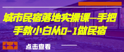 城市民宿落地实操课—手把手教小白从0-1做民宿-百货大全