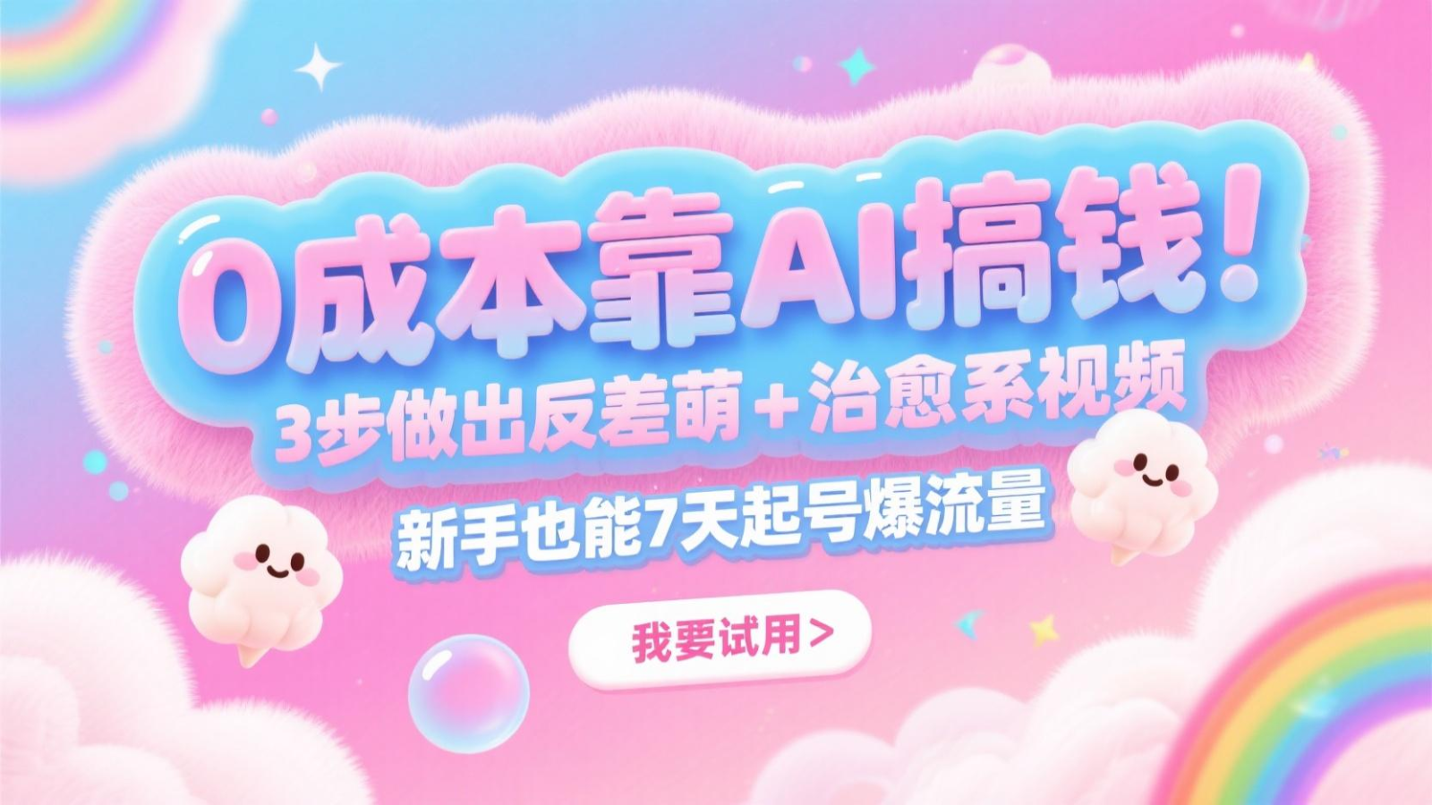 0成本靠AI搞钱！3步做出反差萌+治愈系视频，新手也能7天起号爆流量，月入5位数-百货大全